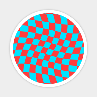 Twisted Checkered Square Pattern - Blue & Red Magnet